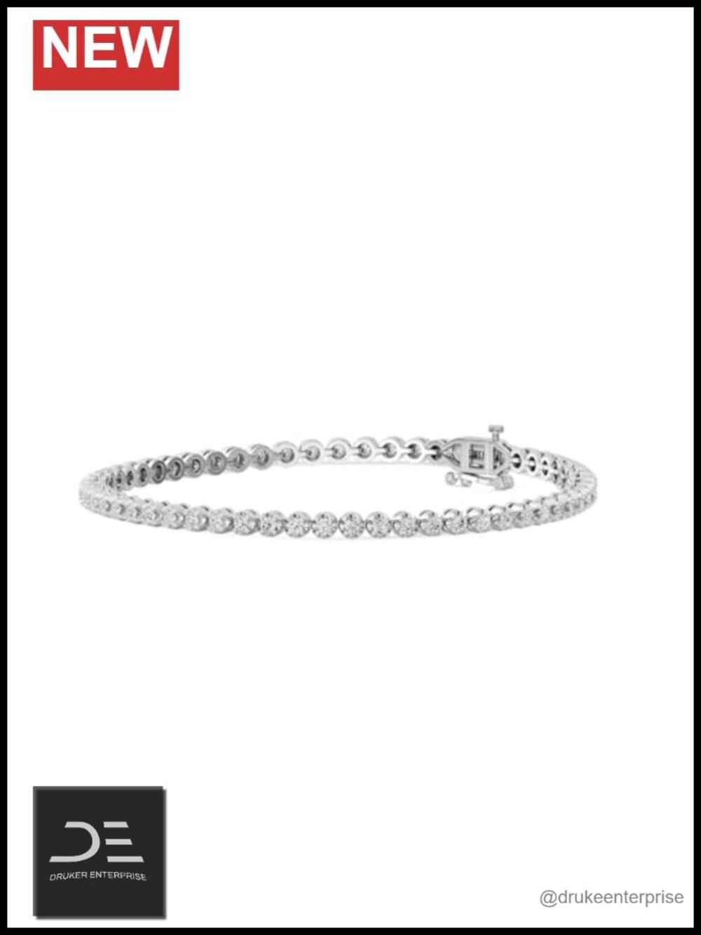 Tennis Bracelet Sterling Silver 1ct Lab Grown Diamond 7.5"